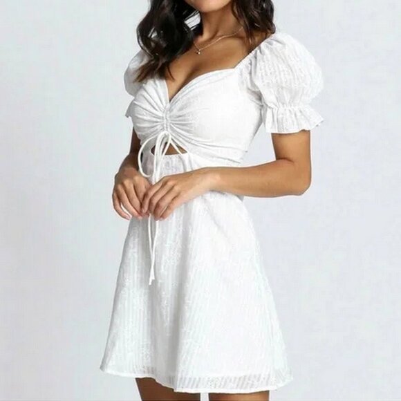 Showpo Soft Mention Puff Sleeve Floral Mini Dress - Picture 1 of 9